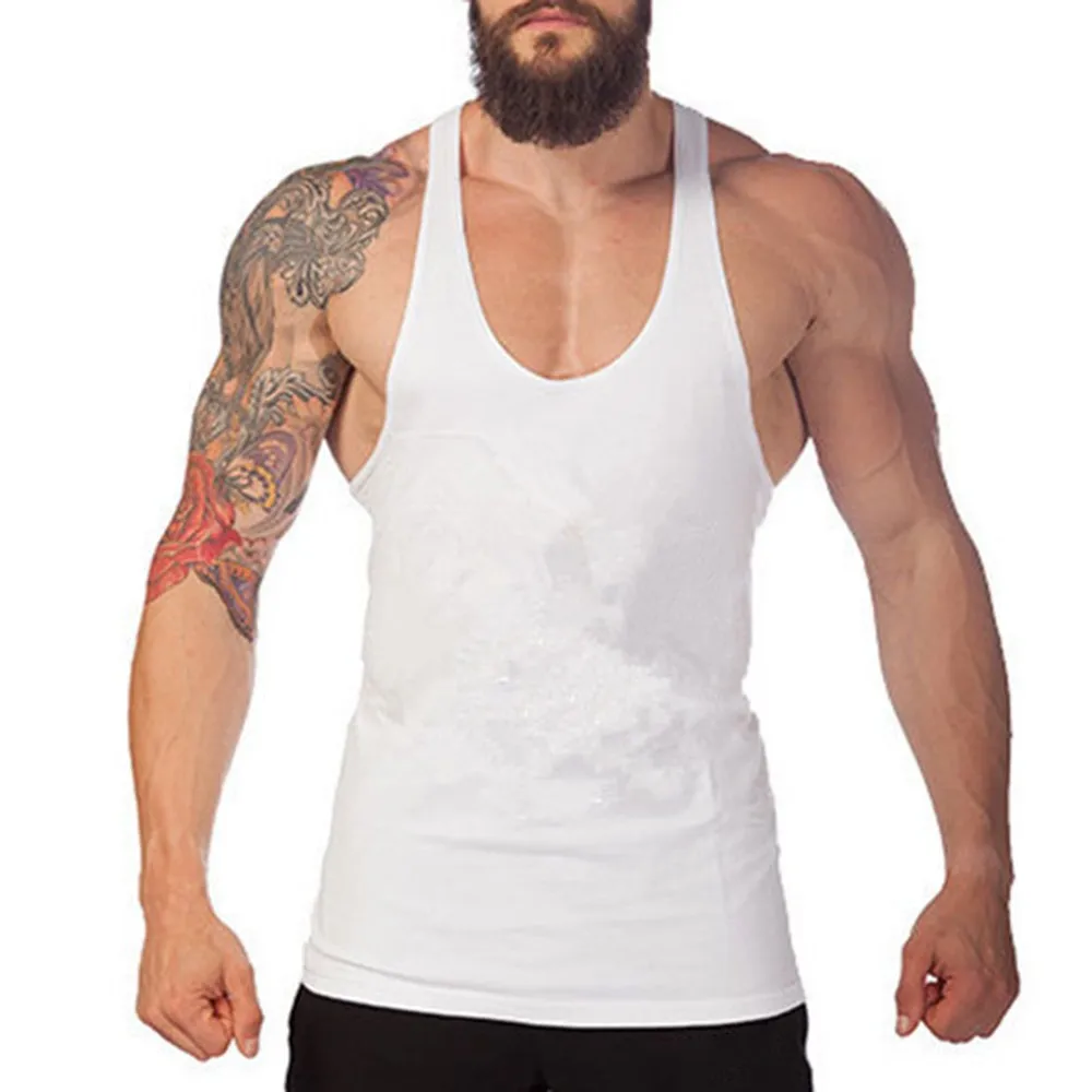 

Solid Tops Vest T-shirt Tank Top Tee Workout A-Shirt Muscle Sleeveless Vest Army Beach Bodybuilding Gym Mens New