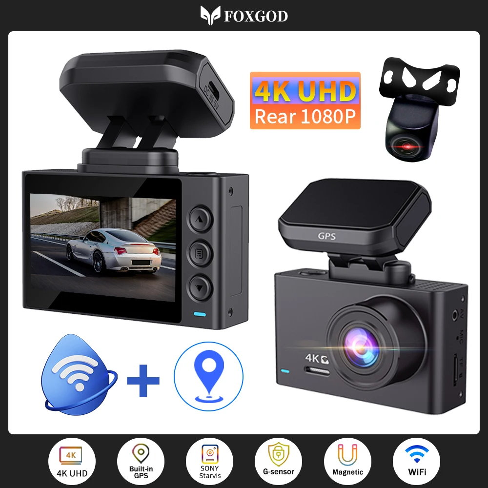 

4K UHD 2160P Dash Cam Car DVR Video Recorder Parking Monitor WDR Night Vision G-Sensor Loop Recording Dashboard Camera GPS WiFi