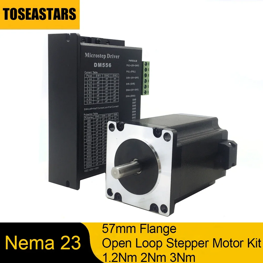 

Nema23 Stepper Motor Driver Kit 3A 2Phase 8mm Shaft 1.2Nm 2Nm 3Nm 57mm Stepper 4 Wires Driver DM556 For CNC Router 3D Printer