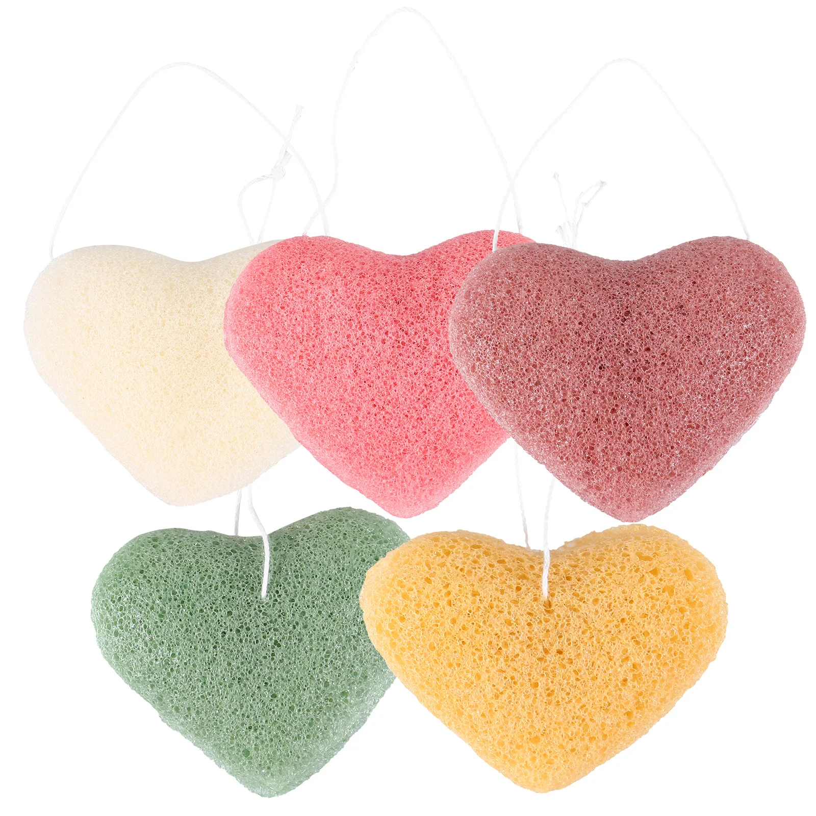 

5 Pcs Heart Shaped Face Wash Sponge for Cleansing Compression Makeup Pads Sponges Puffs