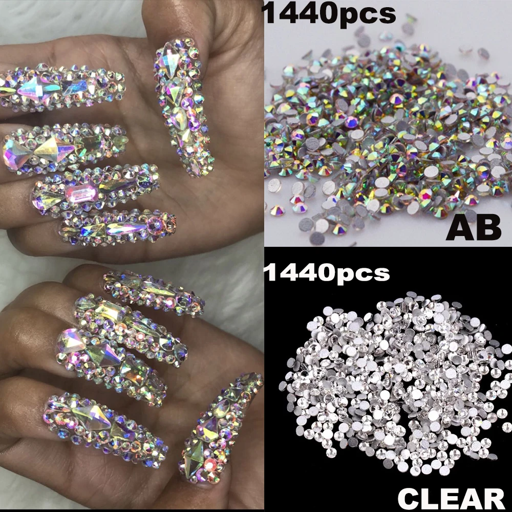 1440pcs AB/Clear Super Glitter Rhinestone ss3-ss16 Flat-Back Non HotFix 3D Glass Nail Art DIY Round Crystal Manicure Diamond &*1
1440pcs AB/Clear Super Glitter Rhinestone ss3-ss16 Flat-Back Non HotFix 3D Glass Nail Art DIY Round Crystal Manicure Diamond &*1