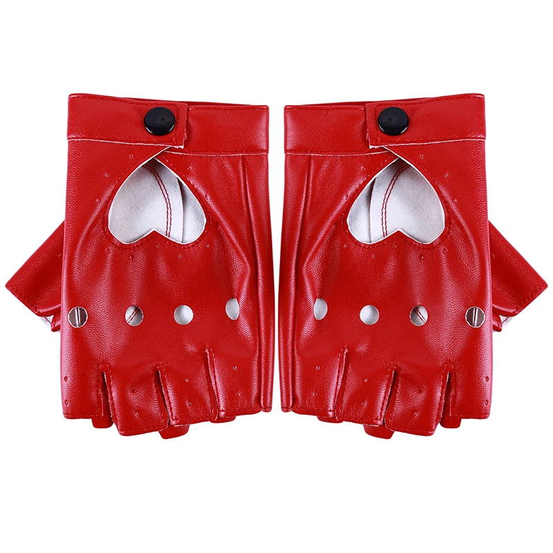 

Fashion Leather Gloves Luvas Guantes Mujer For Women Girls Multicolor Red Balck White Loving Solid Heart Mittens