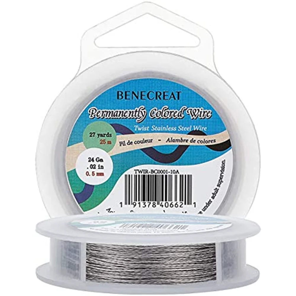 0.5MM 82FT Twist Stainless Steel Wire Stainless Bead String Wire for Necklace Bracelet Making (3 Strands)
0.5MM 82FT Twist Stainless Steel Wire Stainless Bead String Wire for Necklace Bracelet Making (3 Strands)