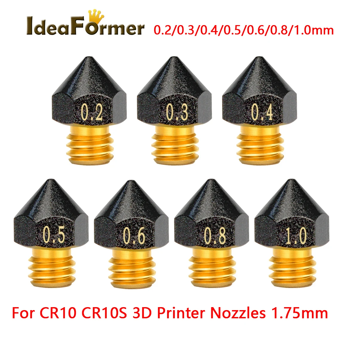 

1/2/5Pcs MK8 Nozzle PTFE Coated New Large Head Brass Nozzles For CR10 CR10 Pro CR10S Extruder Print Head 3D Printer Accessories