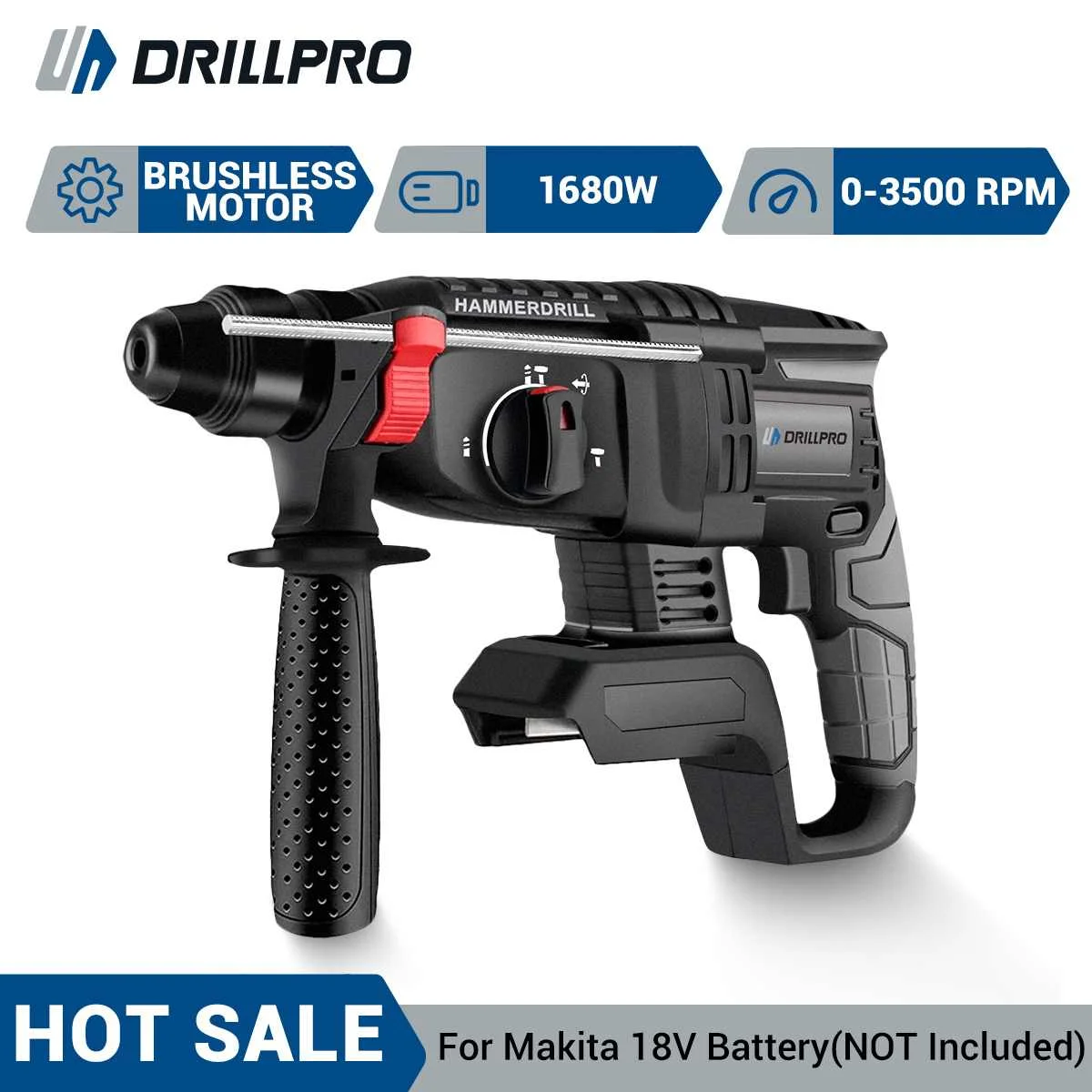 

Drillpro 26MM Brushless Electric Hammer Drill Electric Impact Drill Multi-function Cordless Rotary Tool For 18V Battery