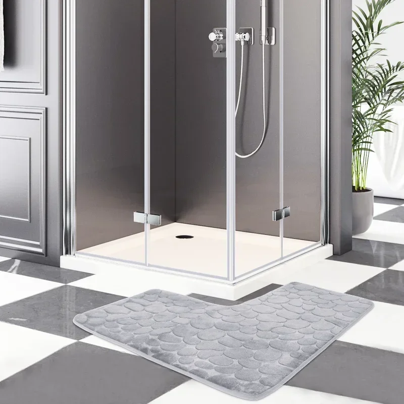 New Cobblestone Non-slip Bathroom Mat L-shaped Corner Toilet Mat Machine Washable Soft Absorbent WC Floor Mat Bath Shower Mats New Cobblestone Non-slip Bathroom Mat L-shaped Corner Toilet Mat Machine Washable Soft Absorbent WC Floor Mat Bath Shower Mats