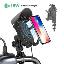 12V Motorcycle Shock Absorber Phone Holder 15W Wireless Fast Charger Bracket Sunshade Anti-theft Holder Shockproof Phone Stand
