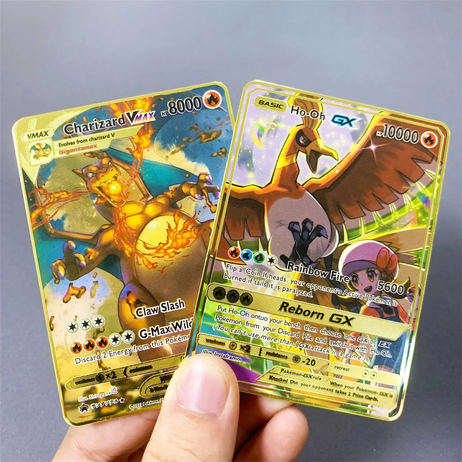 

English 10000 Point Metal Card Gx Vmax Pokemon Metal Cards Pikachu Charizard Gold Limited Edition Kids Gift Game Collection Card