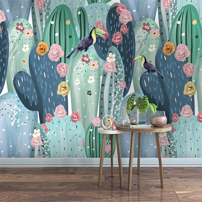 

Photo Wallpaper Nordic Abstract Art Tropical Forest Cactus Murals Living Room Bedroom Interior Decor Wall Cloth Papel De Parede