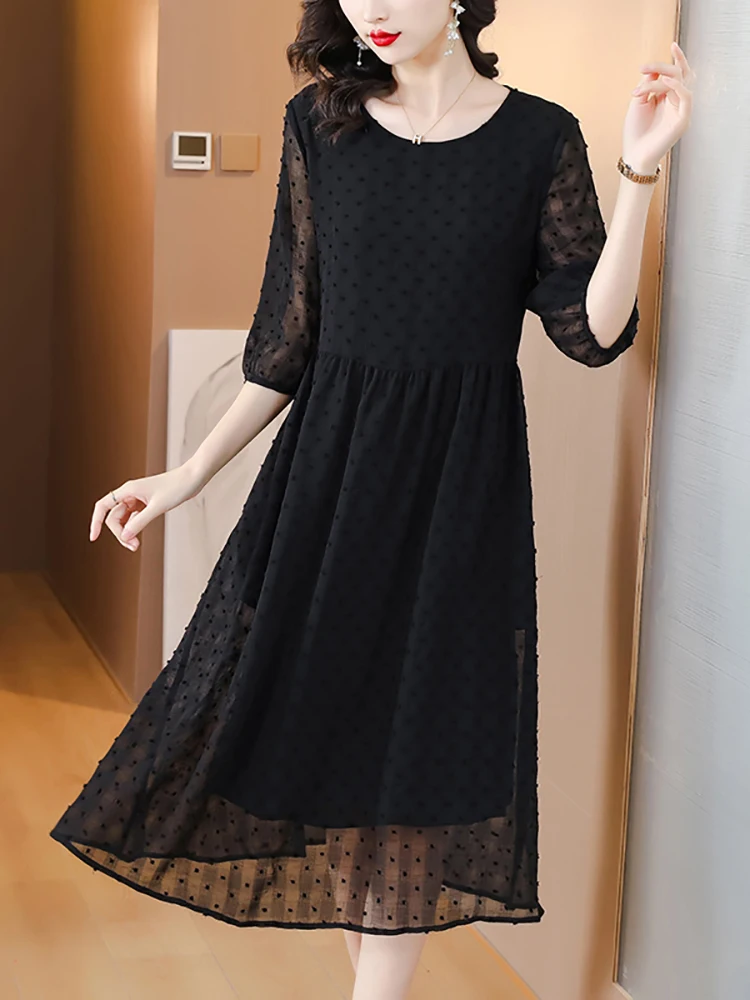 Black Jacquard Elegant Loose Waist Dress for Women Spring Autumn Fashion Casual Home Dress 2023 Korean Vintage Hebpurn Vestidos
Black Jacquard Elegant Loose Waist Dress for Women Spring Autumn Fashion Casual Home Dress 2023 Korean Vintage Hebpurn Vestidos