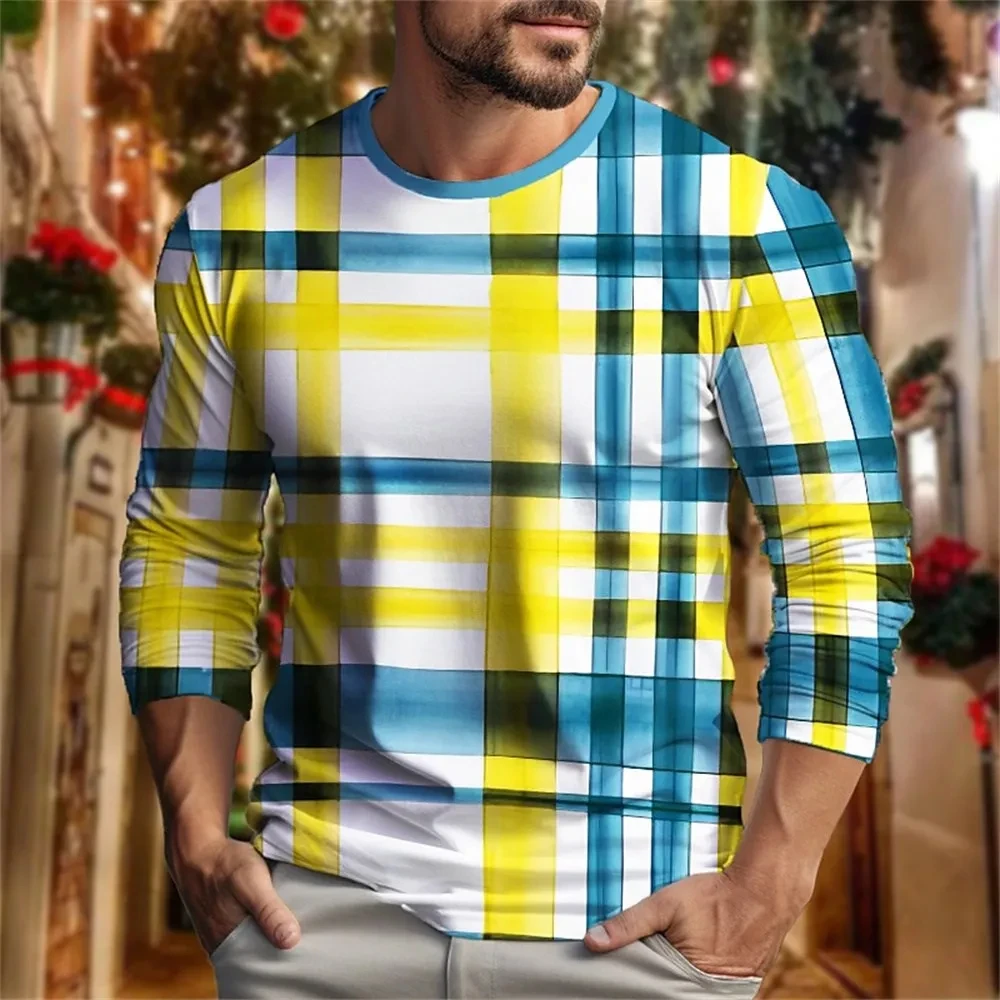 Men's Clothing Christmas Style Color Scheme Plaid Long Sleeved 3d Printed Pattern T-Shirt Round Neck Sports Casual Art T-Shirt
Men's Clothing Christmas Style Color Scheme Plaid Long Sleeved 3d Printed Pattern T-Shirt Round Neck Sports Casual Art T-Shirt
