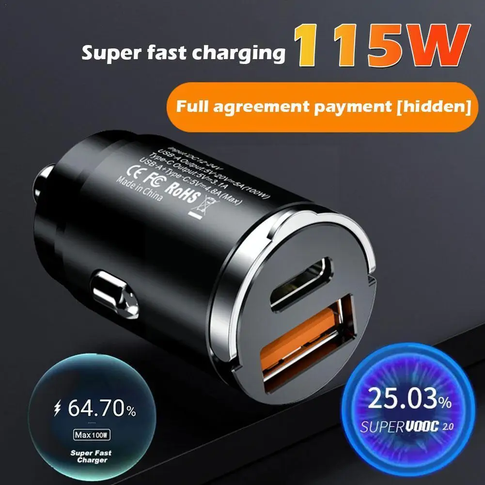 

200W QC3.0 PD Car Charger 5A Fast Charing 2 Port 12-24V Cigarette Socket Lighter Car USBC Charger for iPhone Power Adapter F9A6