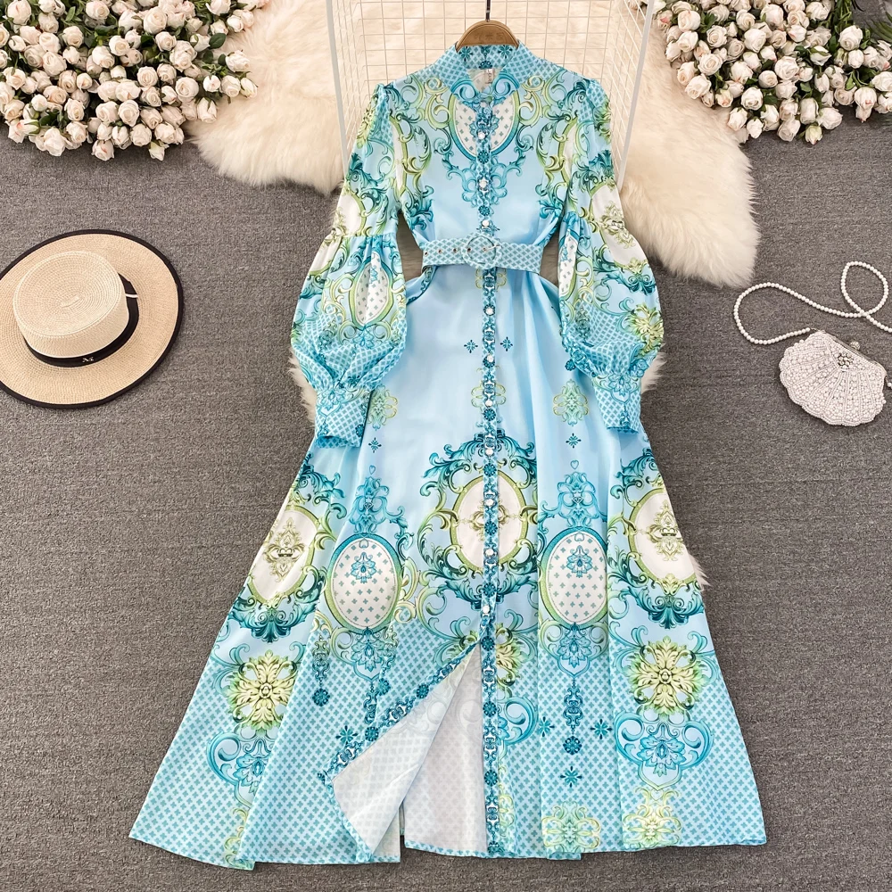 Women's Runway Fashion Spring Summer Long Sleeve Vintage Print Dress Female High Waist Chic A-Line Beach Party Dress TB427 
Women's Runway Fashion Spring Summer Long Sleeve Vintage Print Dress Female High Waist Chic A-Line Beach Party Dress TB427