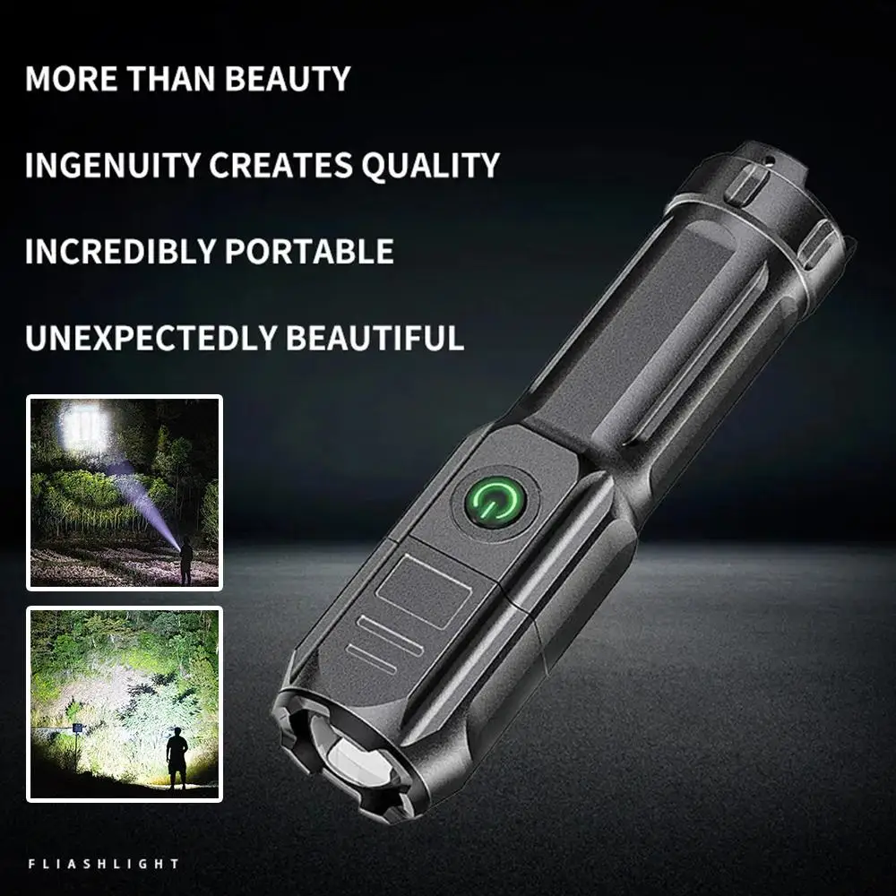 

Flashlight with 10 LED COB Side Light USB Rechargeable Flashlights Waterproof 4 Lighting Modes for Fishing Hunting Camping V7S8