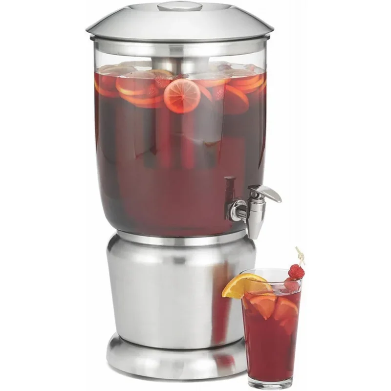 

Tablecraft 2.5 Gallon Drink Dispenser with Fruit Infuser & Stand | BPA Free | Tritan Stainless Steel | Cold Beverage Dispens