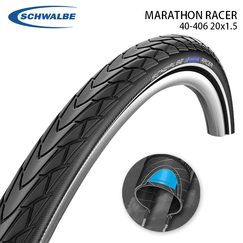 

SCHWALBE 20 Inch Marathon Racer 40-406 20x1.50 Level 4 Protection Folding Bicycle BMX Bike Steel Wired Tire Cycling Parts