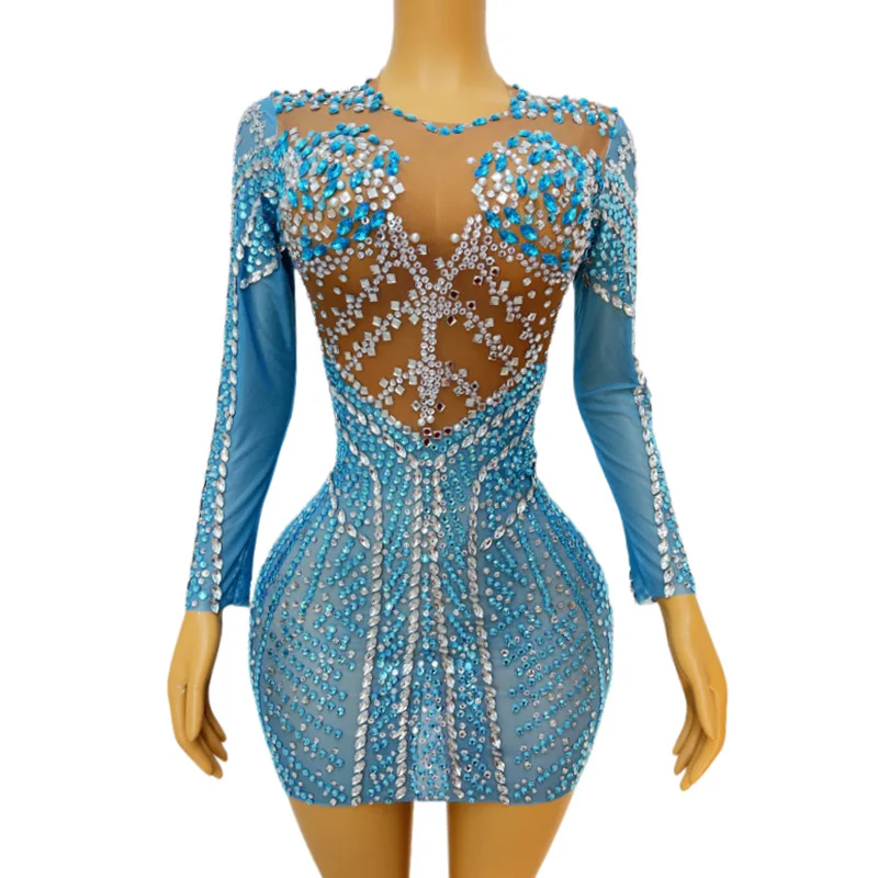 Sexy Blue Crystals Birthday Evening Celebrate Dress Women Dance Outfit Prom Show Costume Female Party
Sexy Blue Crystals Birthday Evening Celebrate Dress Women Dance Outfit Prom Show Costume Female Party