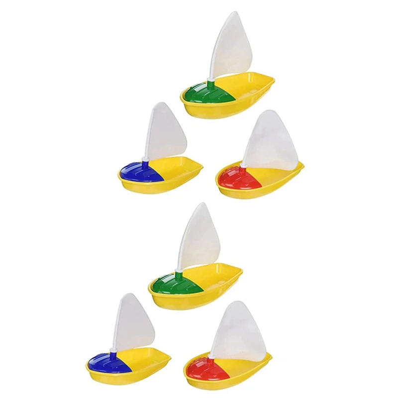 

6Pcs Bath Boat Toy Plastic Sailboats Toys Bathtub Sailing Boat Toys For Kids (Multicolor Small+Middle+Large Size)