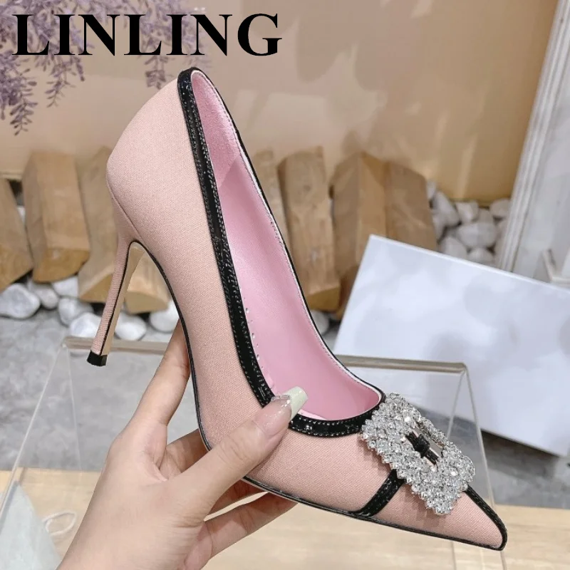 New High Heels Women 2023 Spring Autumn Leather Crystal Buckle Pumps Woman Slip On Pointed Toe Shallow Shoes Party Wedding Shoes
New High Heels Women 2023 Spring Autumn Leather Crystal Buckle Pumps Woman Slip On Pointed Toe Shallow Shoes Party Wedding Shoes