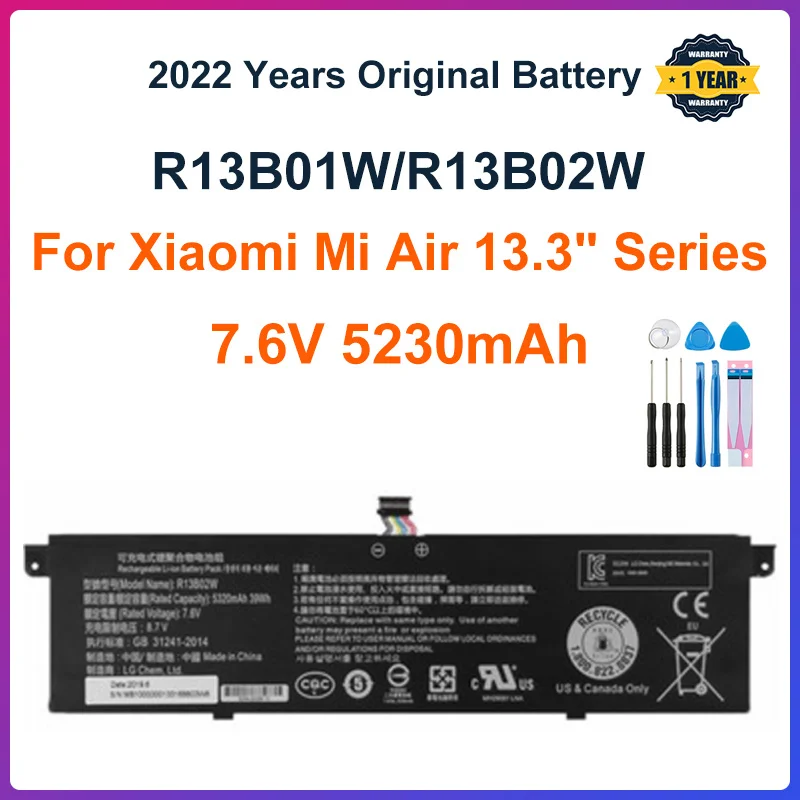 7.6V 5230mAh New R13B01W R13B02W Laptop Battery For Xiaomi Mi Air 13.3" Series Tablet PC 39WH
7.6V 5230mAh New R13B01W R13B02W Laptop Battery For Xiaomi Mi Air 13.3" Series Tablet PC 39WH