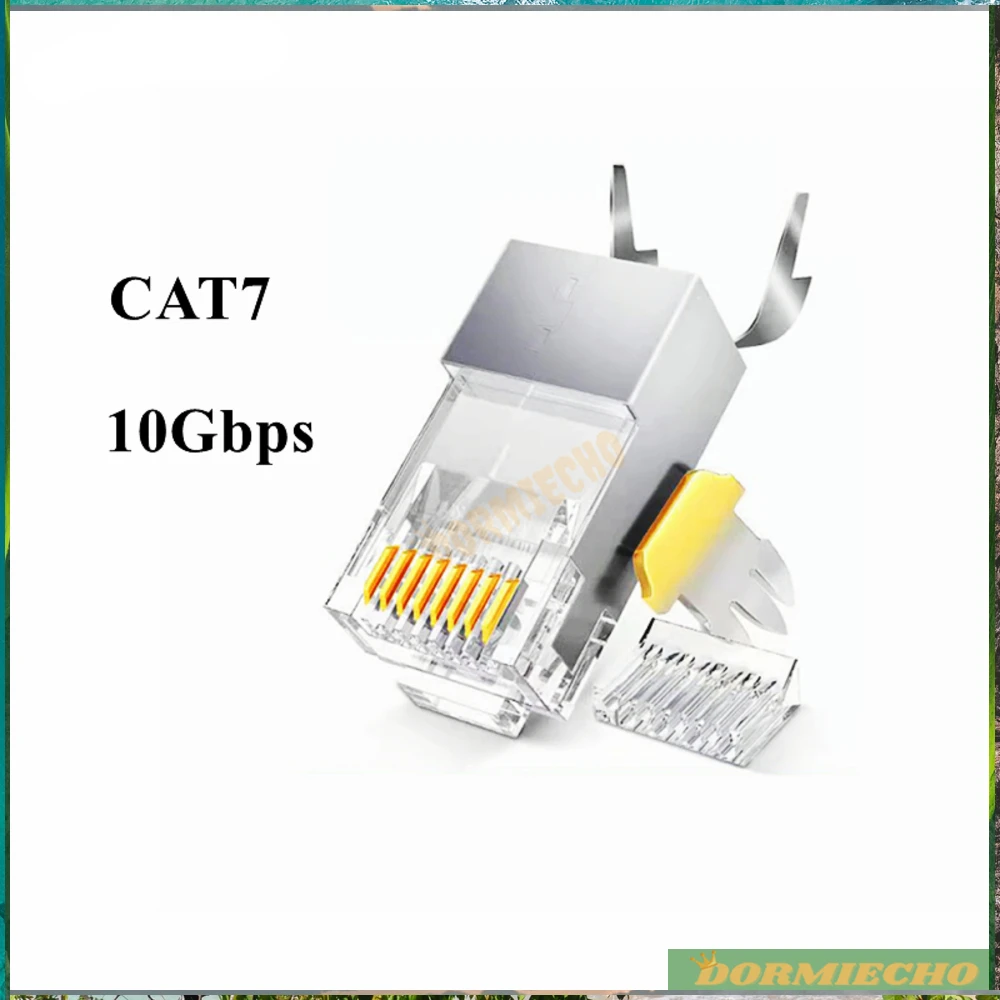 

New Cat7 Metal Shielded RJ45 Crystal Head Connector Modular Plug 50 Micron 8P8C 50u FTP 3 Prong STP Ethernet Cable Crimp