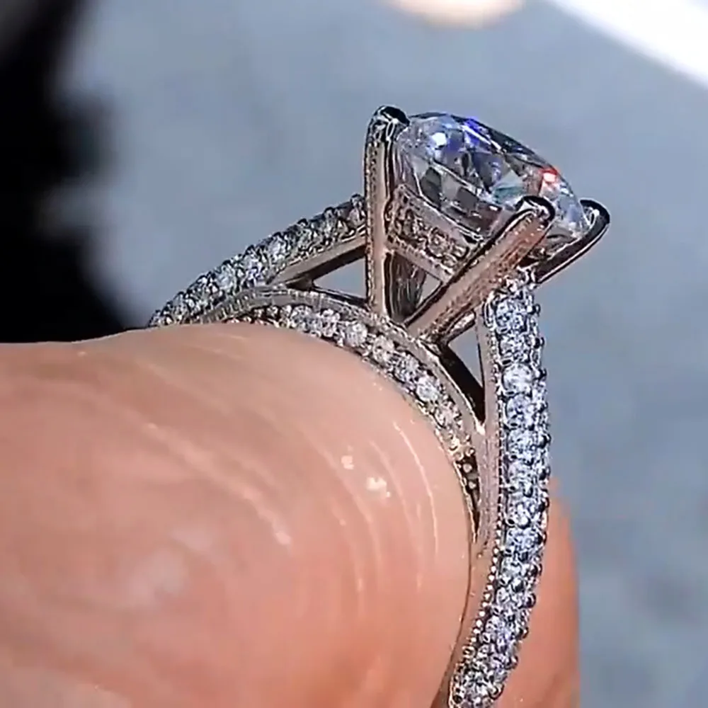 

Custom Real Platinum PT950 Women Wedding Party Anniversary Engagement Ring 1 2 3 4 5 Carat Round Moissanite Diamond Ring Luxury