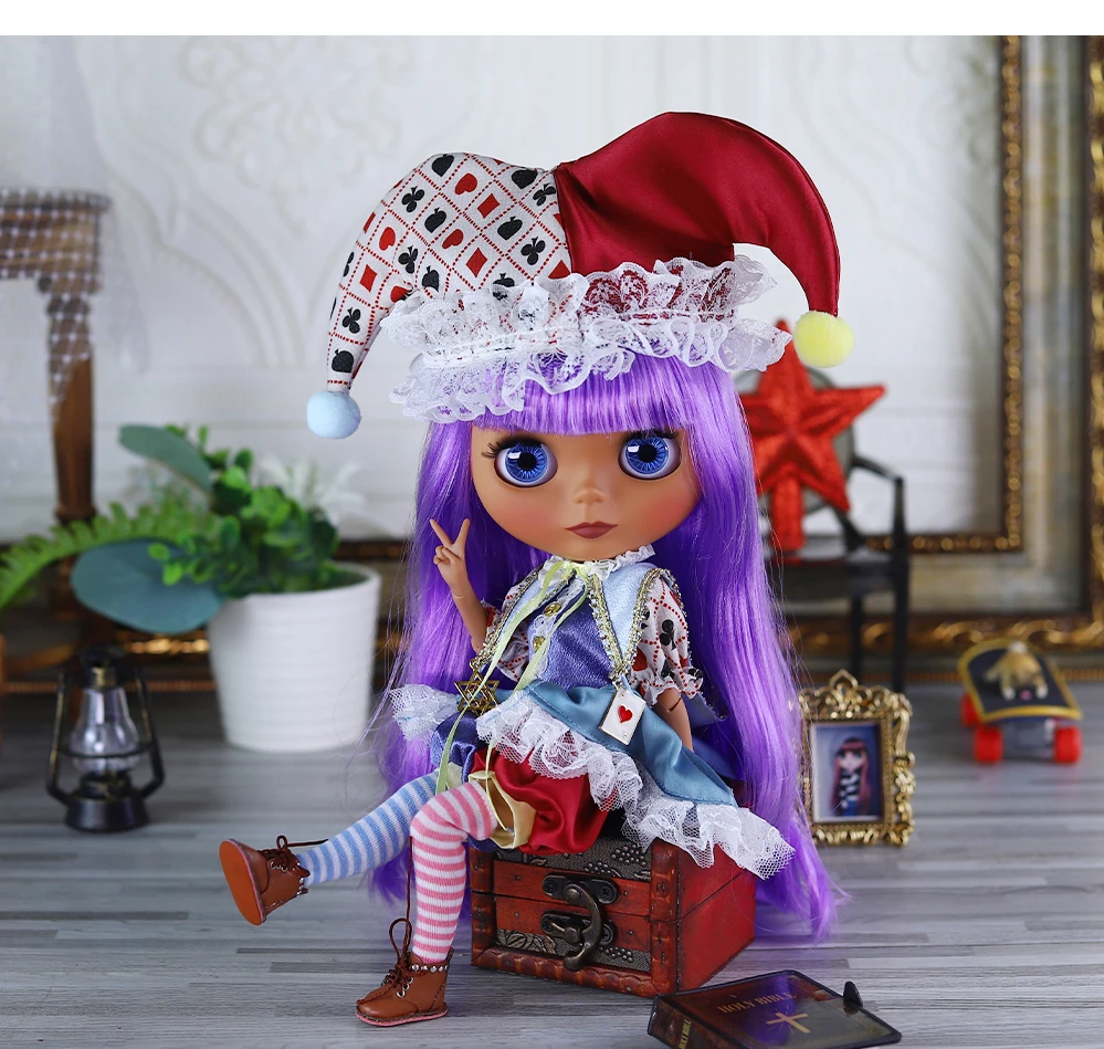 Naomi – Premium Custom Neo Blythe Doll with Purple Hair, Dark Skin & Matte Cute Face 19 Naomi – Premium Custom Neo Blythe Doll with Purple Hair, Dark Skin & Matte Cute Face 19