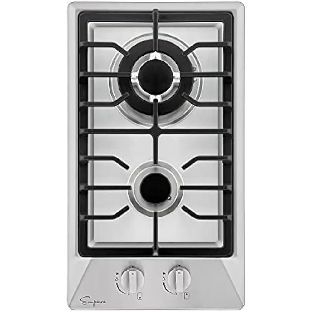 

Empava 12" Gas Stove Cooktop 2 Italy Sabaf Sealed Burners NG/LPG Convertible in Stainless Steel, 12 Inch