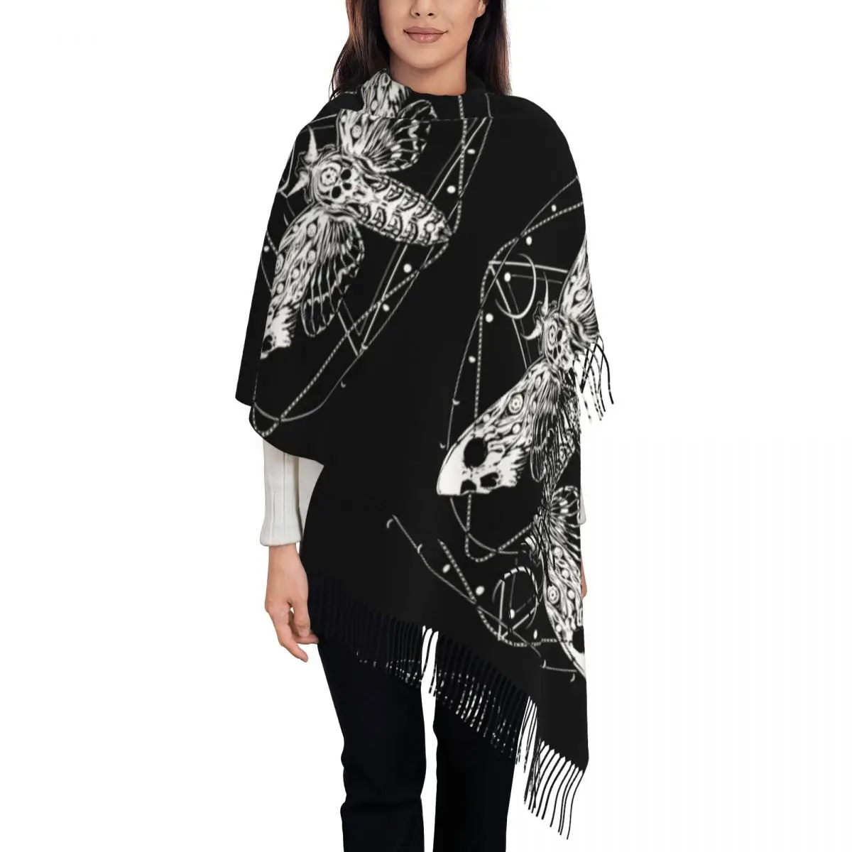 Surreal Death Moth Scarf Winter Fall Shawl Wrap Silence of the Lambs Gothic Goth Long Scarves with Tassel for Evening Dress 
Surreal Death Moth Scarf Winter Fall Shawl Wrap Silence of the Lambs Gothic Goth Long Scarves with Tassel for Evening Dress