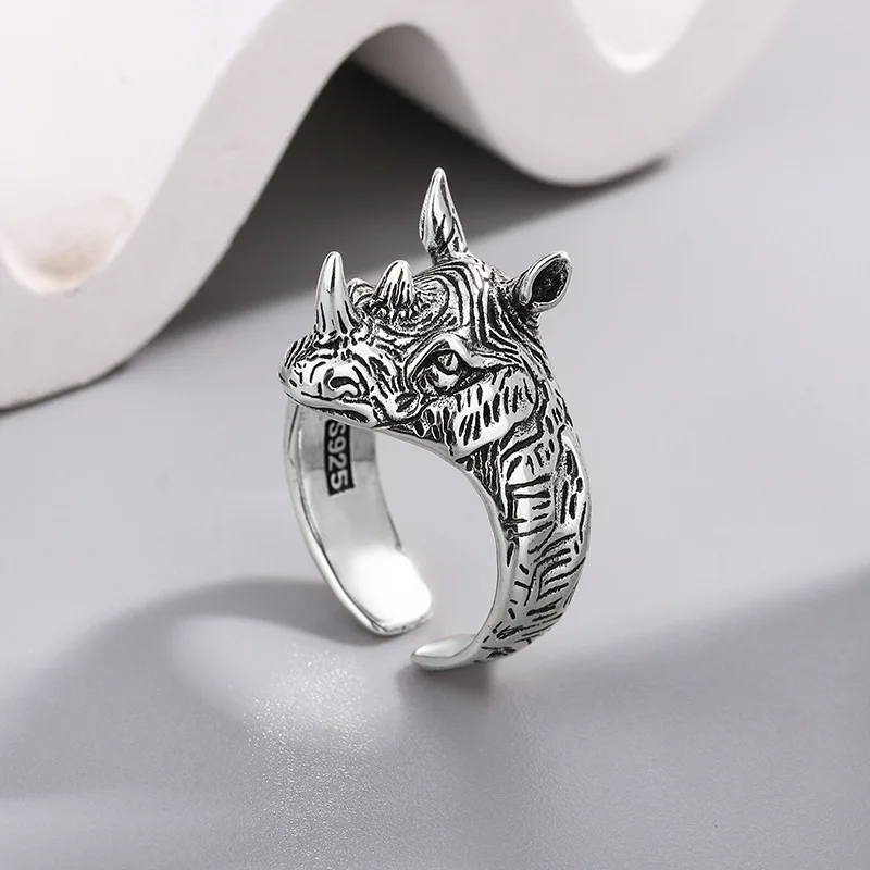 PANJBJ 925 Sterling Silve Rhinoceros Animal Irregular Ring for Women Girl Gift Hip Hop Adjustable Vintage Jewelry Dropshipping
PANJBJ 925 Sterling Silve Rhinoceros Animal Irregular Ring for Women Girl Gift Hip Hop Adjustable Vintage Jewelry Dropshipping