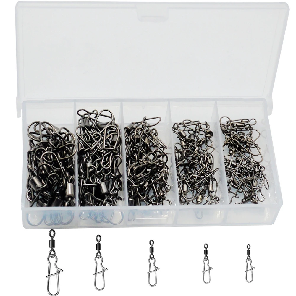 95pcs Stainless Steel Fishing Connector Pin Bearing Rolling Swivel Snap Fishhook Lure Accessories Tackle For Swivel Lure
95pcs Stainless Steel Fishing Connector Pin Bearing Rolling Swivel Snap Fishhook Lure Accessories Tackle For Swivel Lure