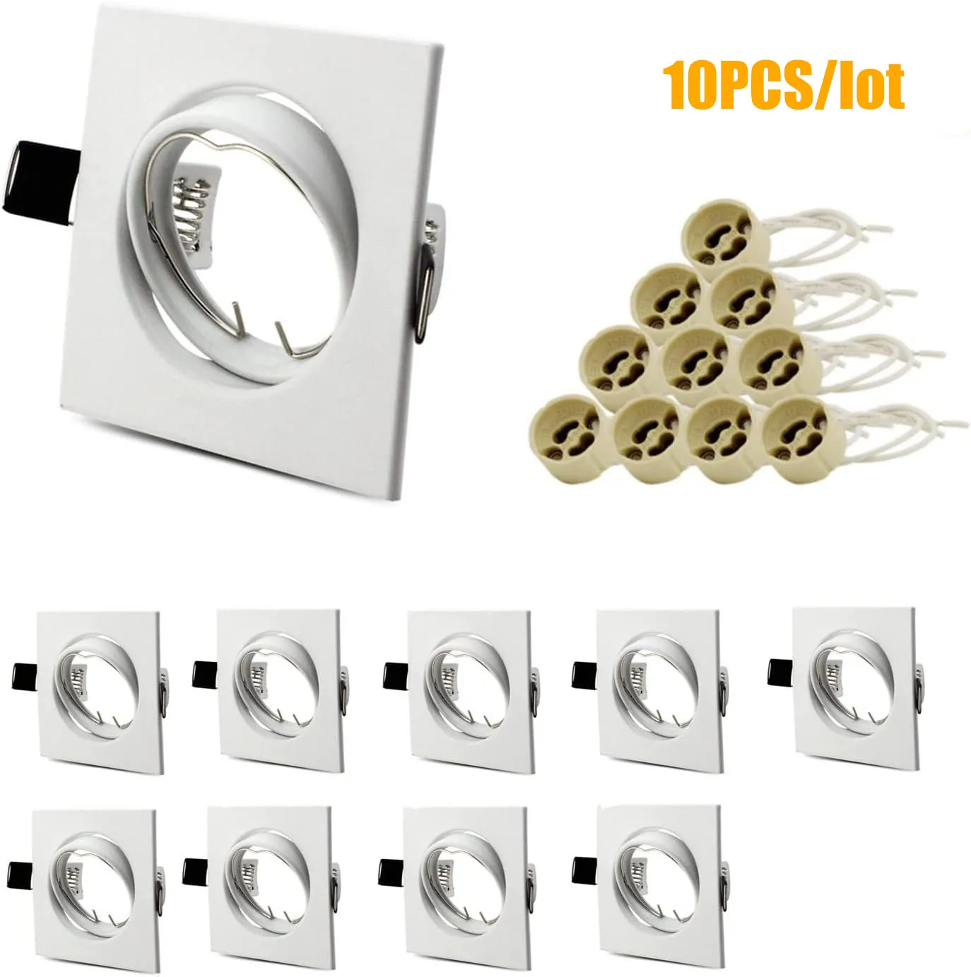 

5/10PCS Square Recessed Downlight LED Ceiling Light GU10 Bulb Holder Base Cutout 50MM Mounting Frame Spot Light Fitting Fixtures