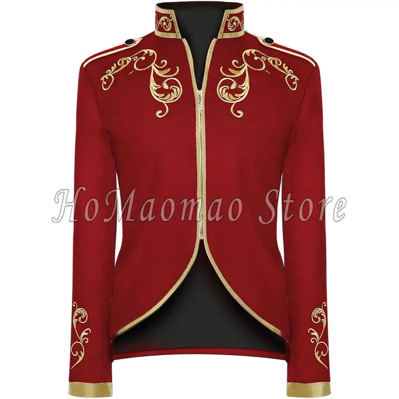 

Men's Victorian retro medieval jacket jacket steampunk role-playing costume embroidered zipper standing collar prince costume