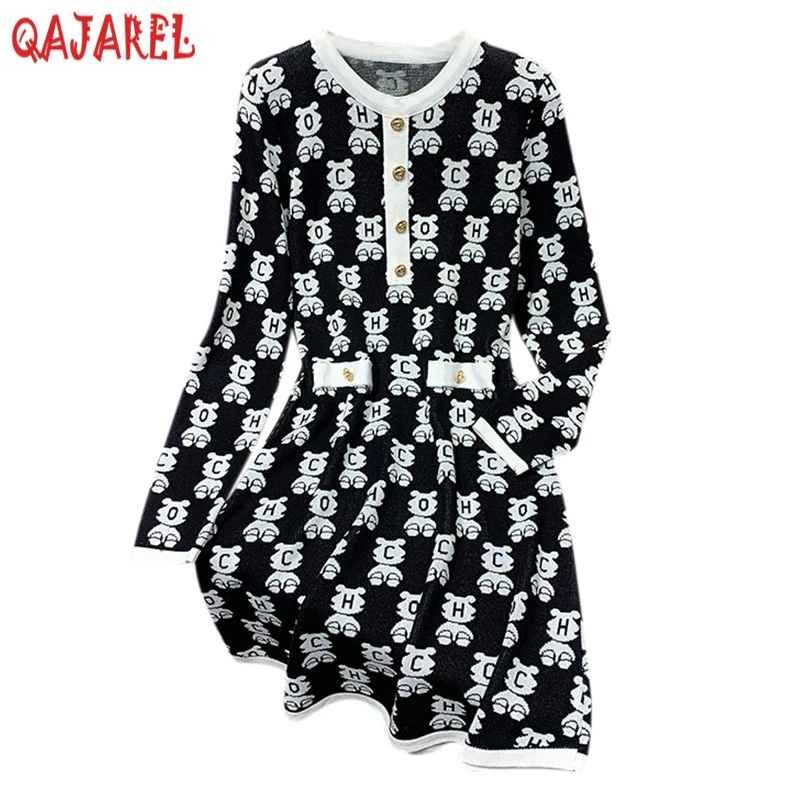 Женское трикотажное мини-платье с длинным рукавом, черное теплое облегающее хлопковое платье-свитер с принтом на осень и зиму, 2024 
Женское трикотажное мини-платье с длинным рукавом, черное теплое облегающее хлопковое платье-свитер с принтом на осень и зиму, 2024