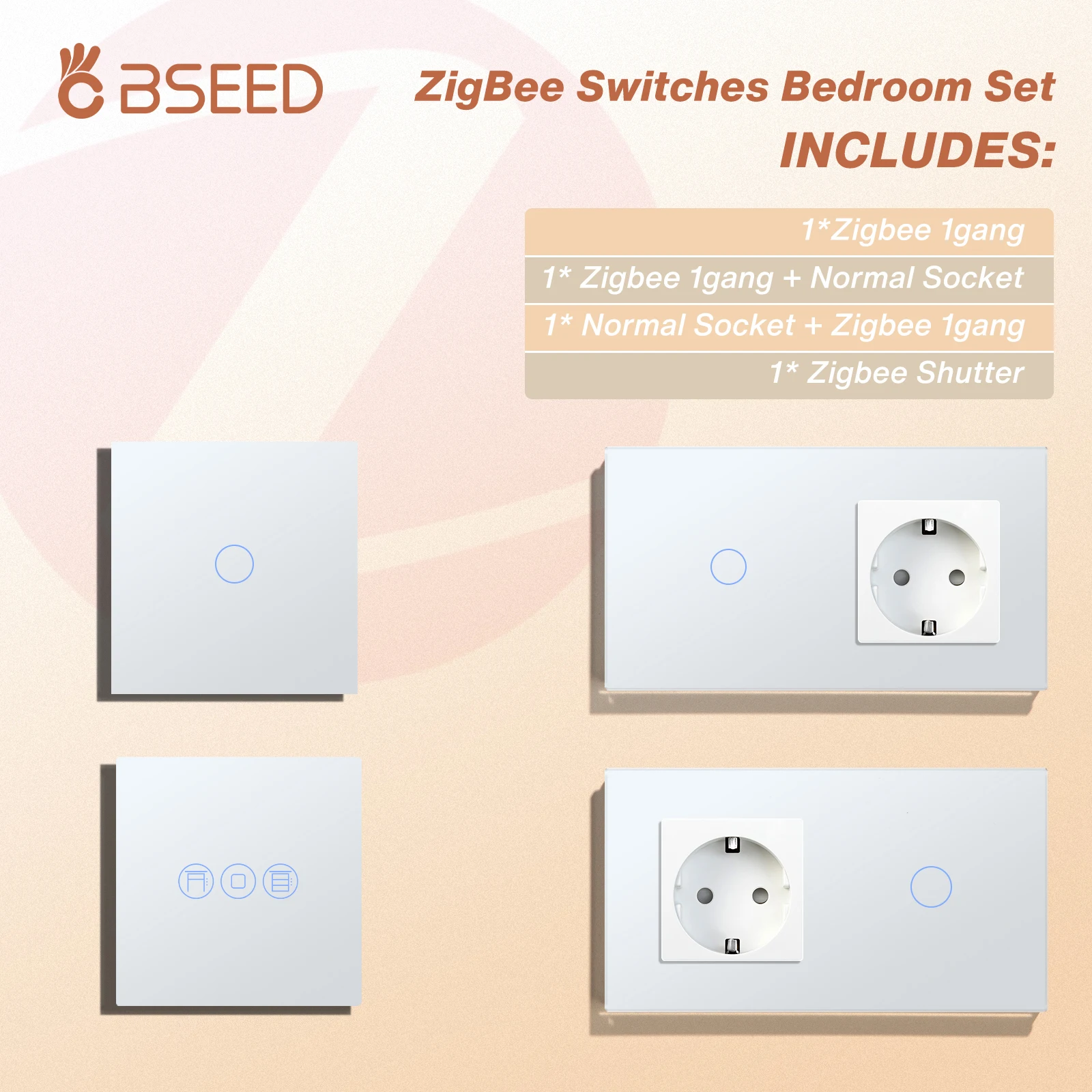 BSEED Zigbee Switches Sets Roller Shutter Bedroom Zigbee Light Switches plus Normal Socket Support Tuya 4Pack Alexa Yandex
BSEED Zigbee Switches Sets Roller Shutter Bedroom Zigbee Light Switches plus Normal Socket Support Tuya 4Pack Alexa Yandex