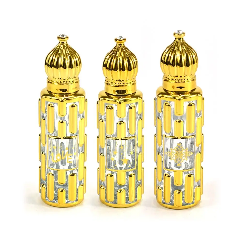 

Luxury Perfume Bottles Portable 15ml Mini Essential Oil Bottles Empty Refillable Gold Bronzing Roll-on Bottle Sample Vial