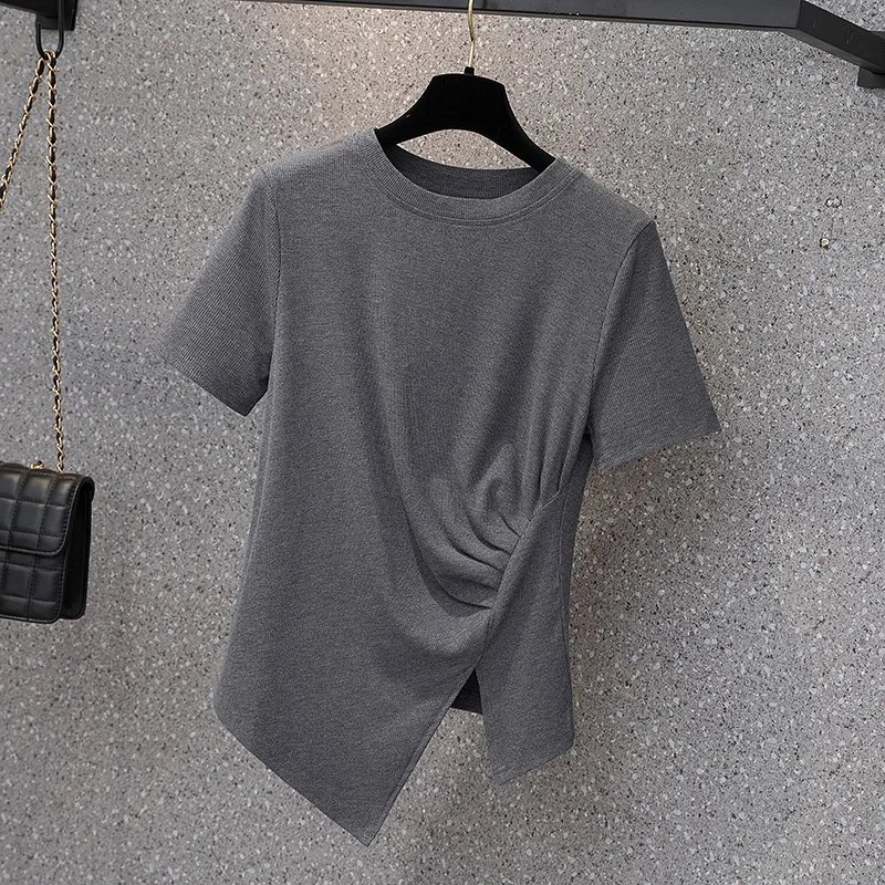 Irregular Short Sleeve Wild Top Summer Plus Size Women's T-shirt Solid Color Loose
Irregular Short Sleeve Wild Top Summer Plus Size Women's T-shirt Solid Color Loose