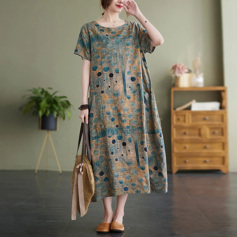 2022 New Arrival Polka Dots Print Thin Soft Loose Cozy Summer Dress Holiday Outdoor Travel Style Women Beach Casual Midi Dress
2022 New Arrival Polka Dots Print Thin Soft Loose Cozy Summer Dress Holiday Outdoor Travel Style Women Beach Casual Midi Dress