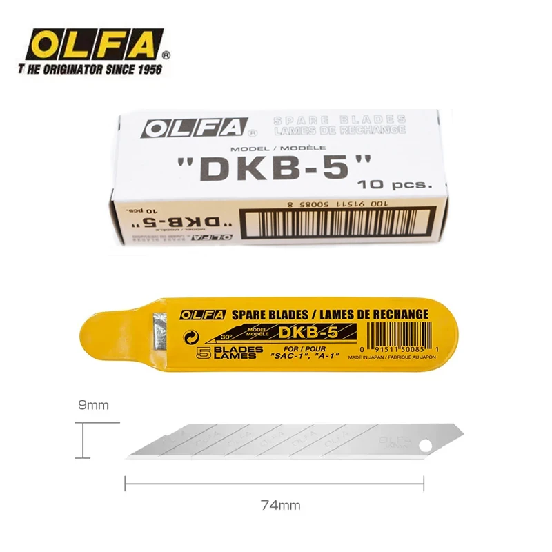 

50 pieces of Japanese original OLFA DKB-5 9mm small art blade, 30-degree sharp angle car film and wallpaper blade, sharp paper cutting and engraving blade, SK2 alloy steel durable blade, suitable for 9mm knives