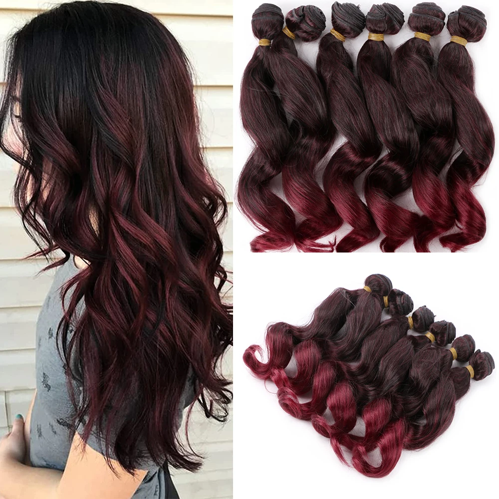 

14/18 Inch Synthetic Ombre Yaki kinky Curly Weave Bundles Hair 6Ps/Lot Nature Brown Color Wavy Bundles Hair Extensions