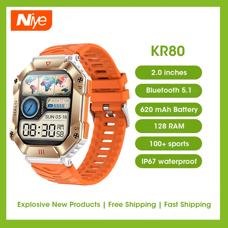 Niye 2.0 Inch New KR80 Smart Watch Bluetooth 5.1 Call Step Meter Heart Rate Watch Bracelet Support 100 Sports Waterproof Watch
Niye 2.0 Inch New KR80 Smart Watch Bluetooth 5.1 Call Step Meter Heart Rate Watch Bracelet Support 100 Sports Waterproof Watch