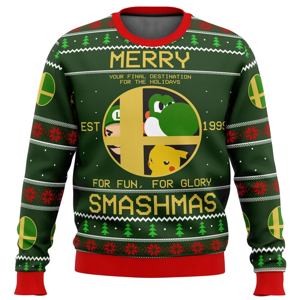 Super Smash Bros Merry Smashmas Ugly Christmas Sweatshirt 2024 New Fashion Men Women Pullover Autumn Winter Pullover
Super Smash Bros Merry Smashmas Ugly Christmas Sweatshirt 2024 New Fashion Men Women Pullover Autumn Winter Pullover