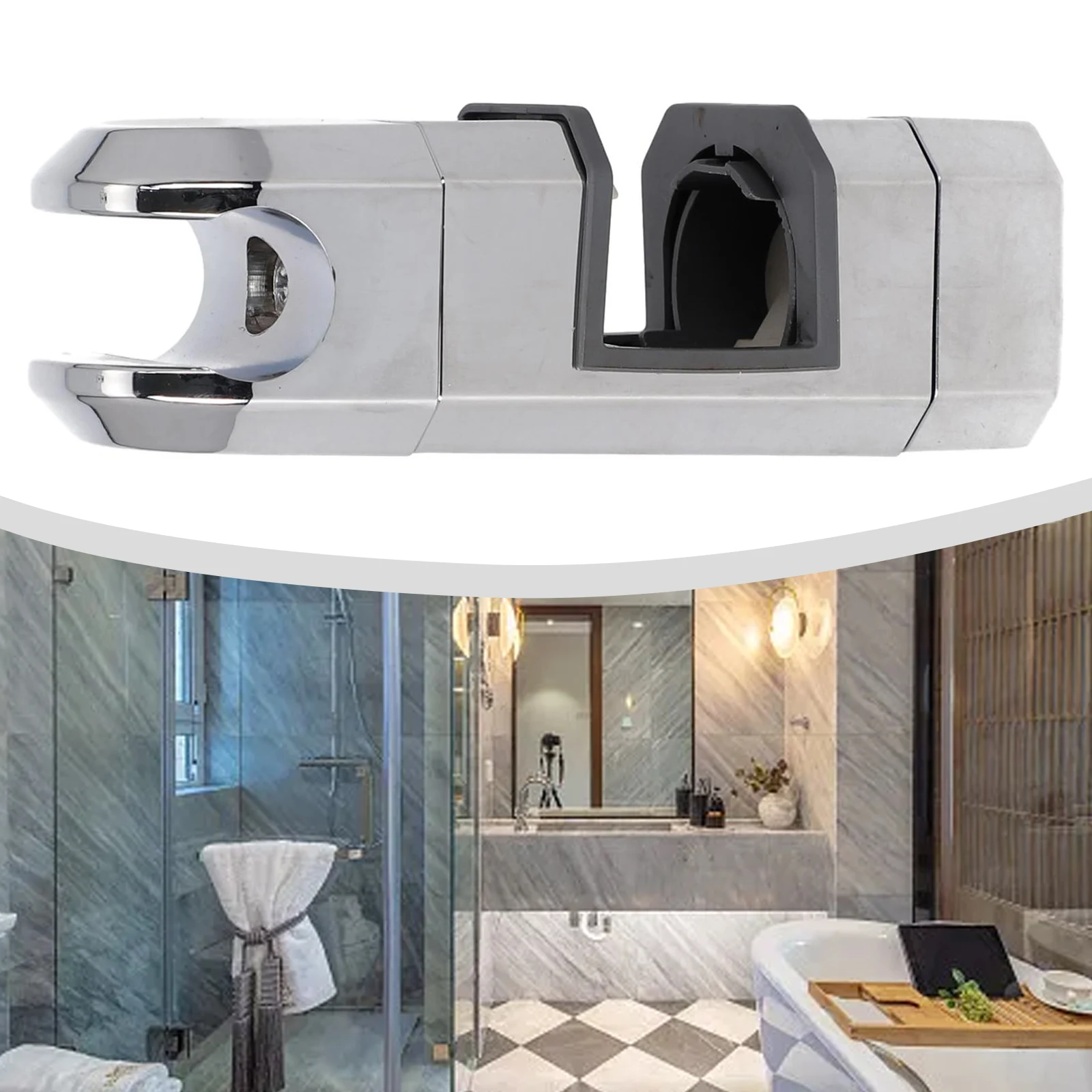 

Chrome Shower Rail Head Slider Bar Holder Adjustable Bracket 360° Rotation Silver Bathroom Accessories Shower Mounting Brackets