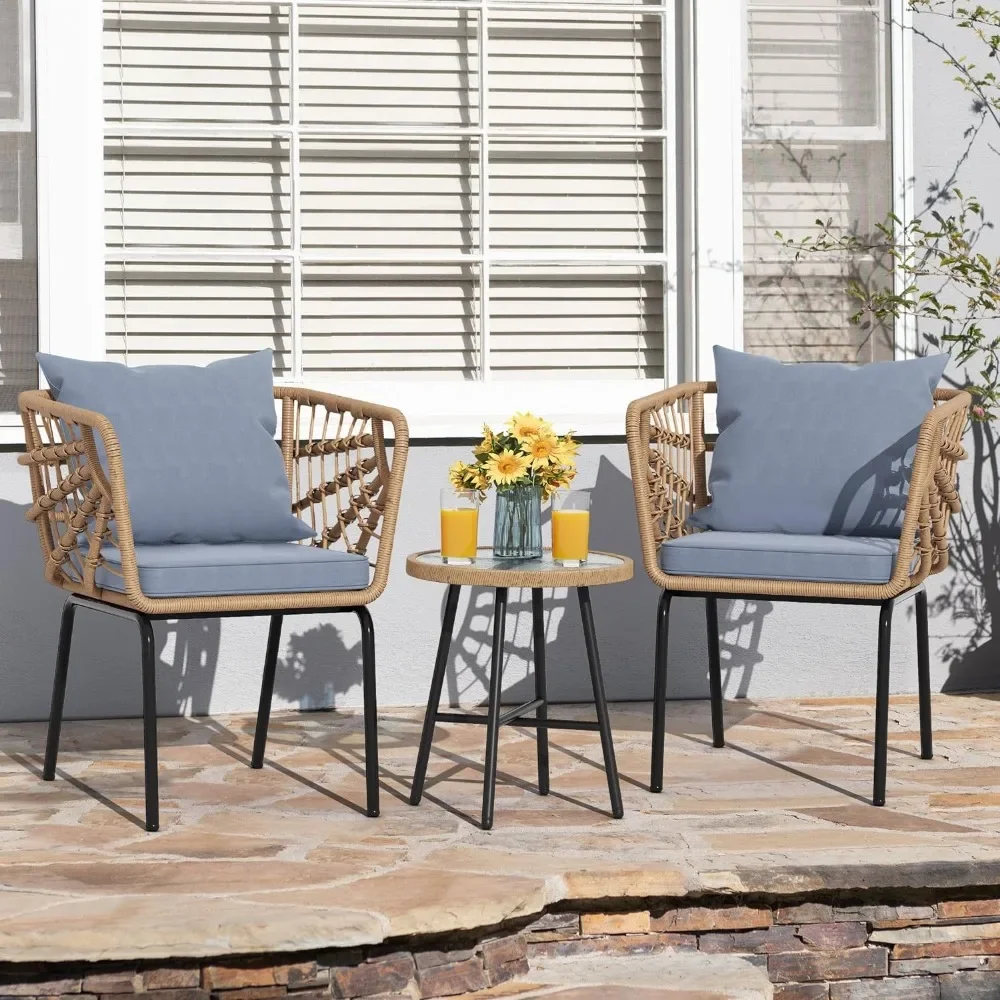 

3-Piece Outdoor Bistro Set, All-Weather Patio Conversation Set for Balcony, Backyard, Pool, Porch, Deck, Outdoor Sectional