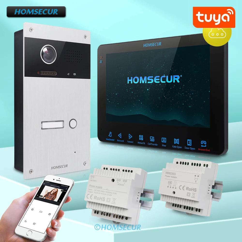 

HOMSECUR 800TVLine WIFI Tuya 2 Wire Video Door Phone Call Intercom Auto Snapshot 170° Doorbell Camera for 1 Family