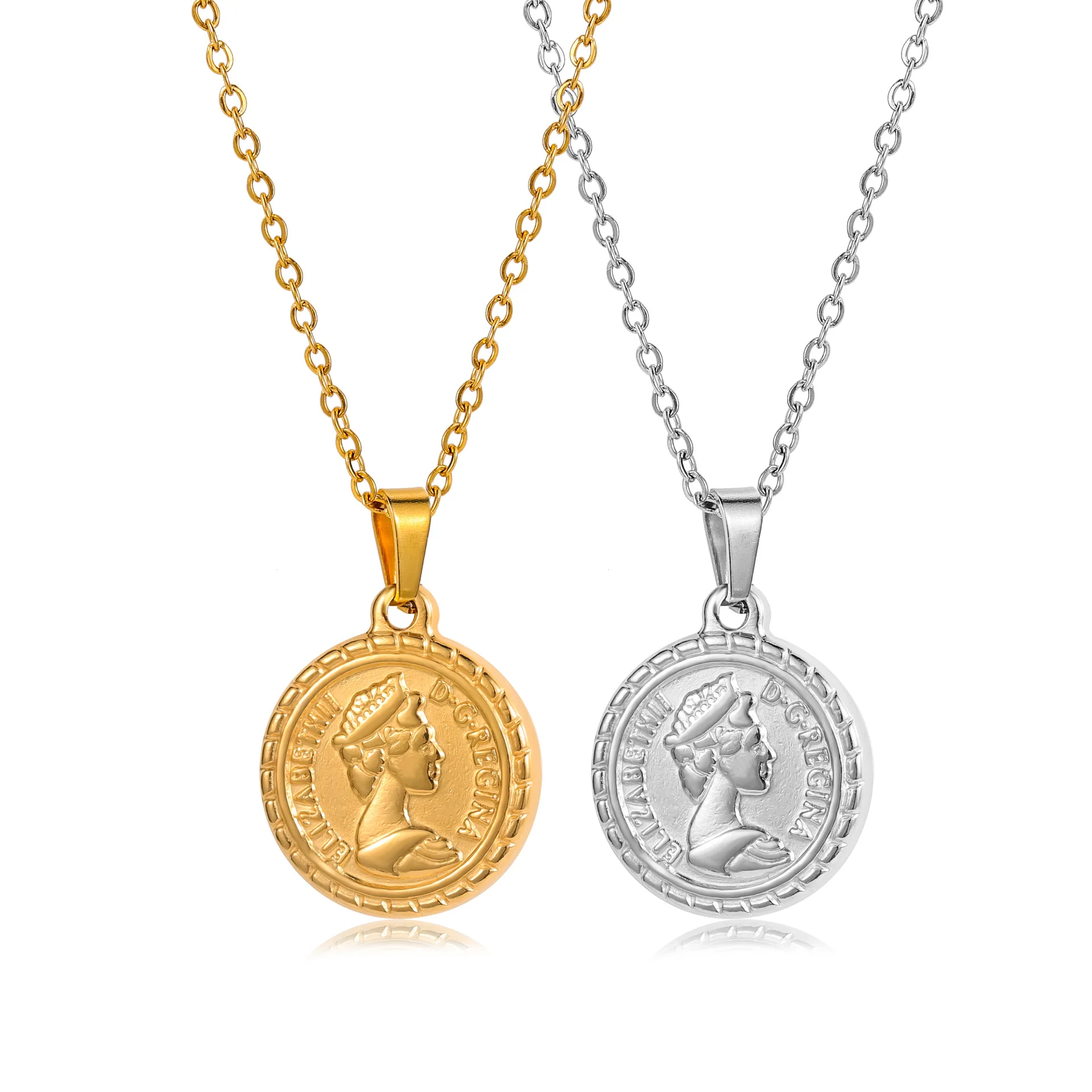 New fashion stainless steel round coin three-dimensional portrait pendant necklace personality everything match Queen collarbone
New fashion stainless steel round coin three-dimensional portrait pendant necklace personality everything match Queen collarbone