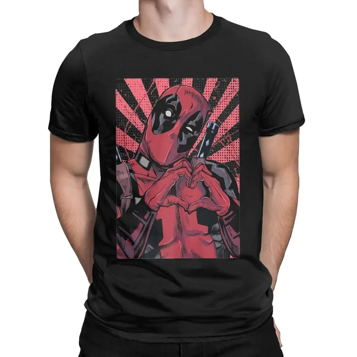 

Marvel Deadpool Closed Hand Heart T-Shirts Men Disney Amazing Pure Cotton Tees Short Sleeve T Shirt 4XL y2k Clothing