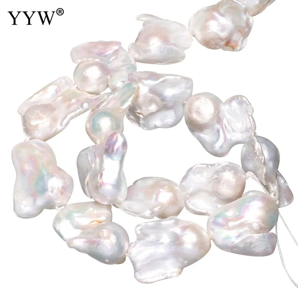 

Big Pearl Beads Cultured Baroque Freshwater Pearls Beads DIY Jewelry Fit Necklace Earring Natural White 20-30mm Hole 0.8mm