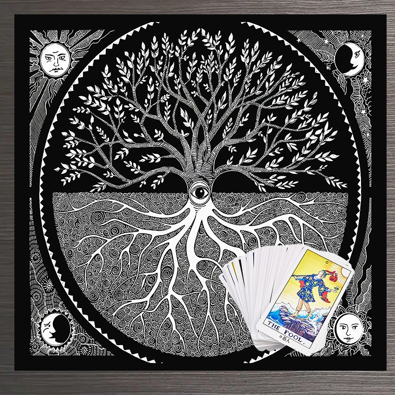 

Tree of Life Tarot Tablecloth Divination Witchcraft Altar Cloth Board Game Fortune Astrology sun moon Altar Cloth Home Decor