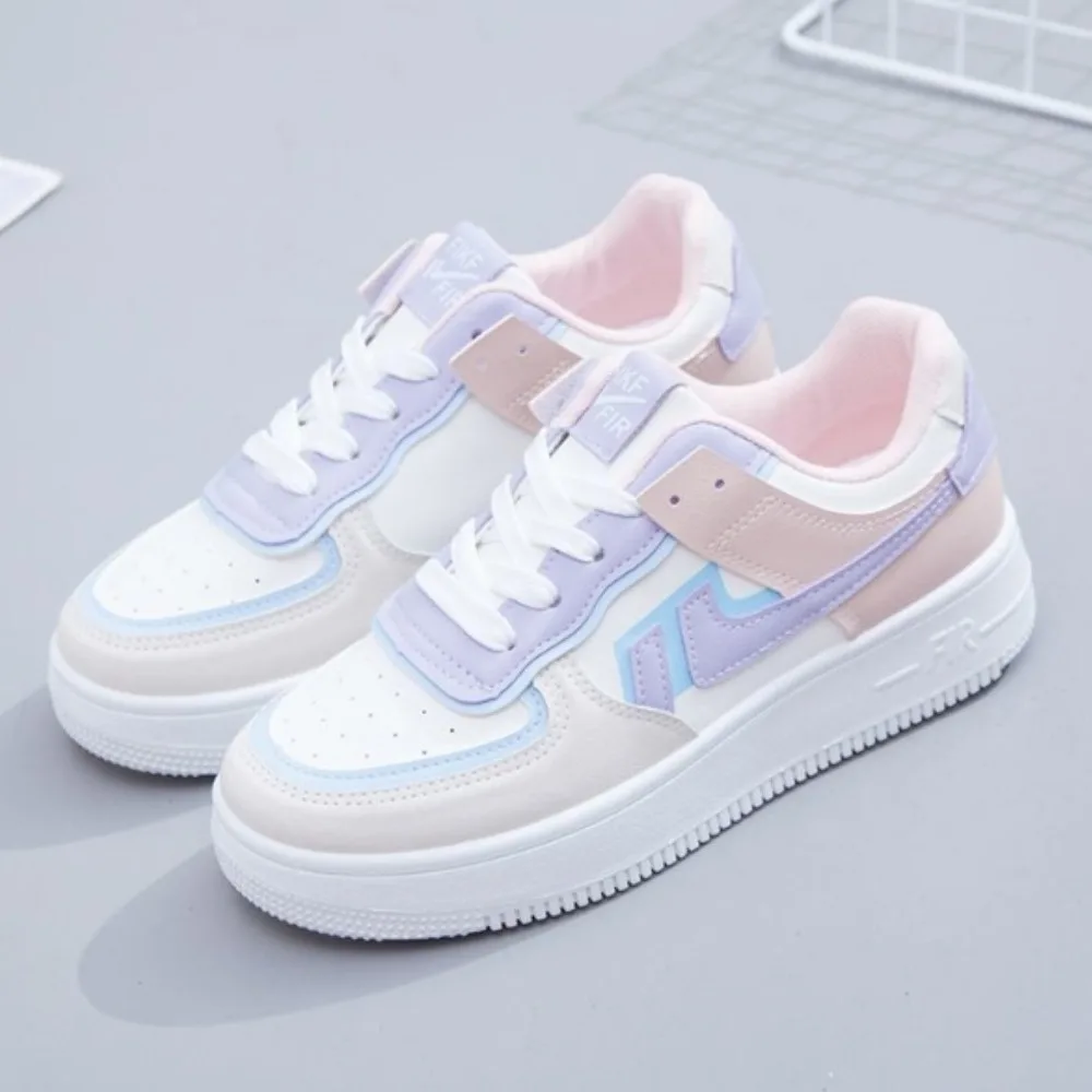 

Summer Sneakers Women WHITE Casual Comfortable Round Toe Thick-soled Sports Shoes with Random Letters on Upper Vulcanized Shoes